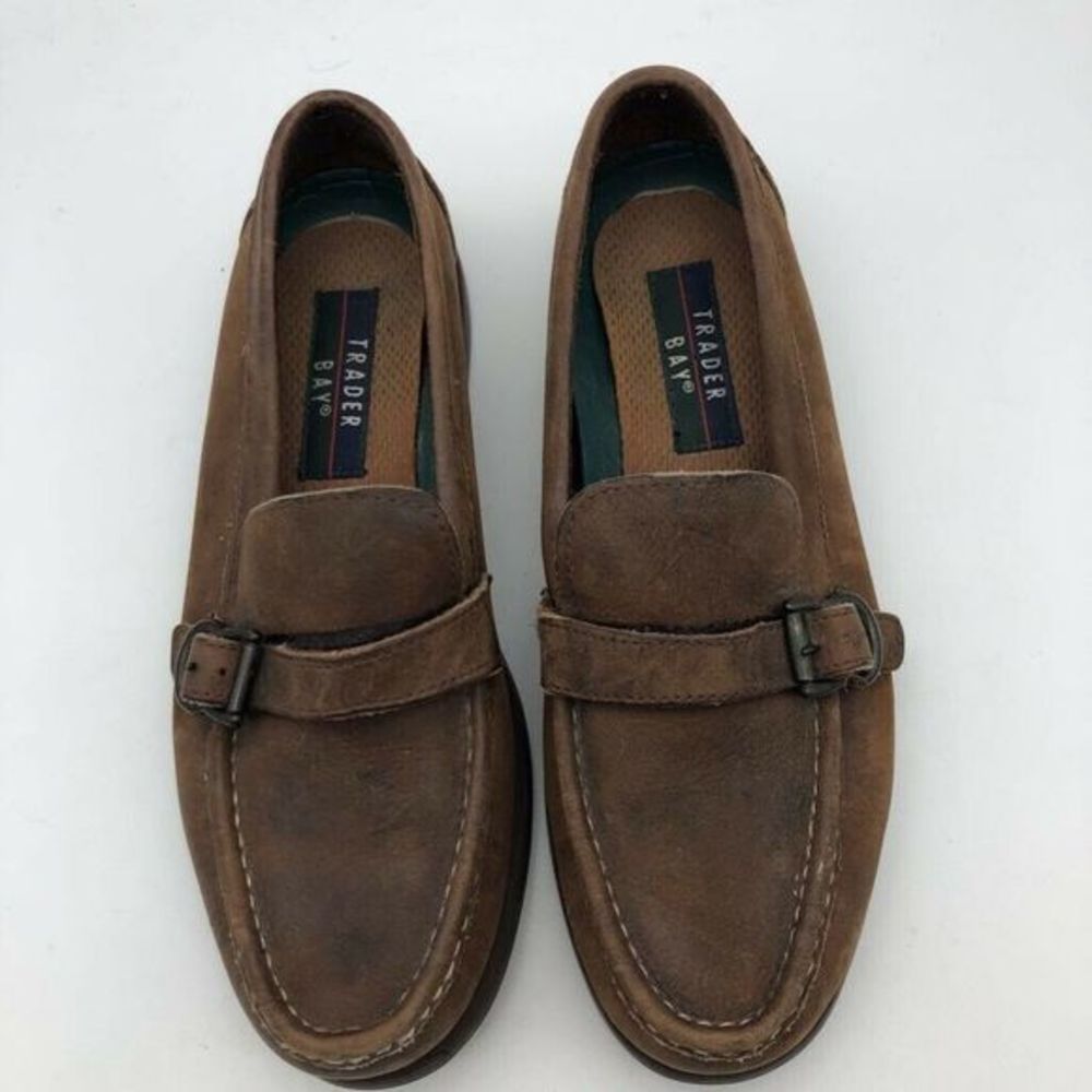 Trader Bay Mens Loafers Shoes Brown Moc Toe Buckle